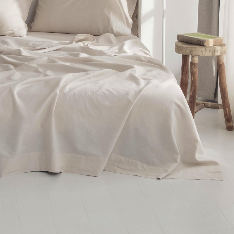 BISELINA Linen Sheet French Flax Flat Sheet Only 55% Euro Flax 45% Cotton Basic Style Solid Color Soft Breathable Farmhouse Top Sheet 1-Piece (Full, Linen) - Image 1